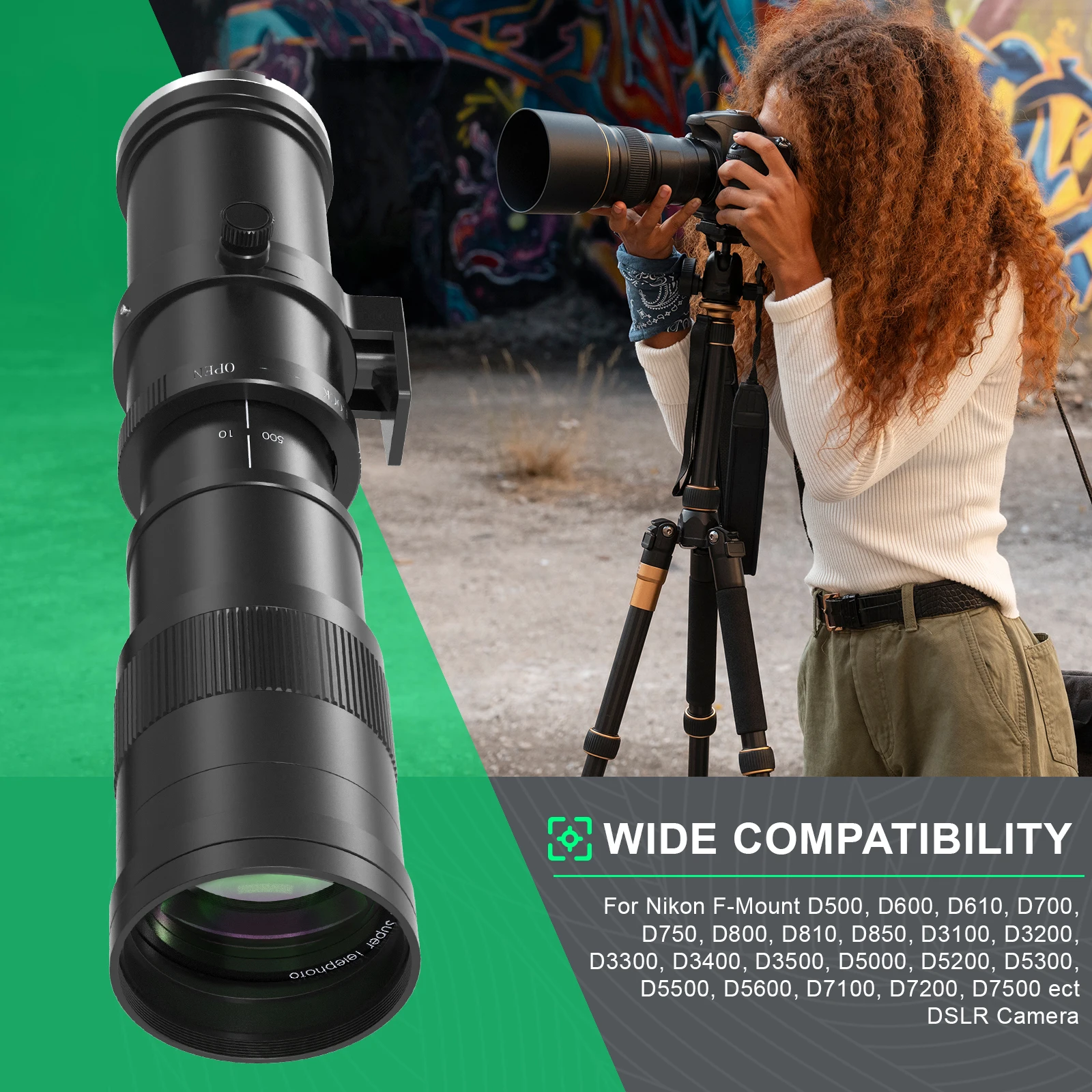 

Lightdow 420-800mm F8.3-16 for Canon Nikon Sony Manual Super Telephoto Zoom Lens Universal Filter Size 62mm Lightweight Portable