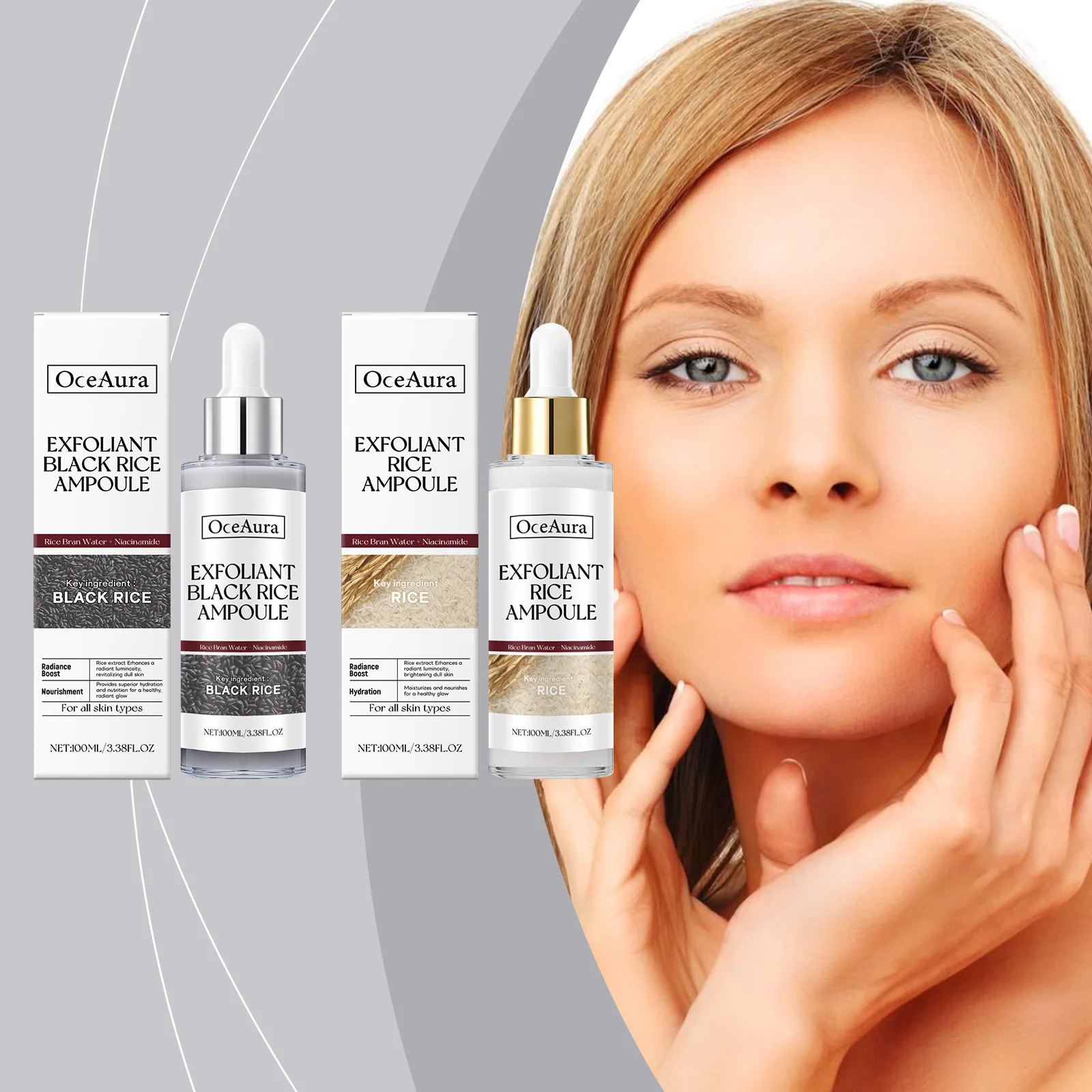 Exfoliating Facial Serum Blackhead Remover Smoothing Cleansing Pores Brightening Moisturizing Scrub Essence Black Rice Ampoule