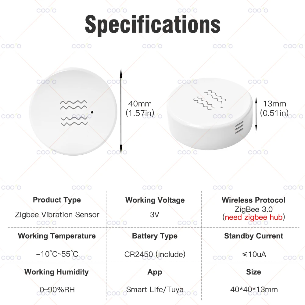 Tuya Zigbee Smart Vibration Sensor Detection Tilt XYZ Axis Sensor SmartLife App Notification Real-Time Motion Shock Alarm Record