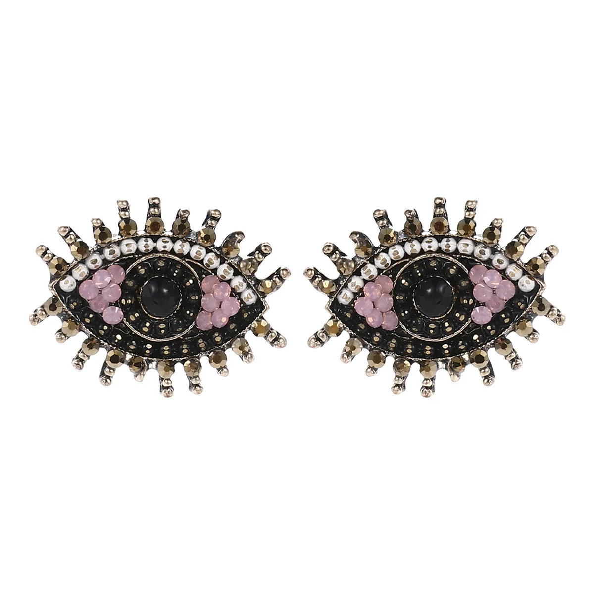 Stylish retro simple full diamond eye earrings earrings personalized alternative hipster earrings wholesale trend