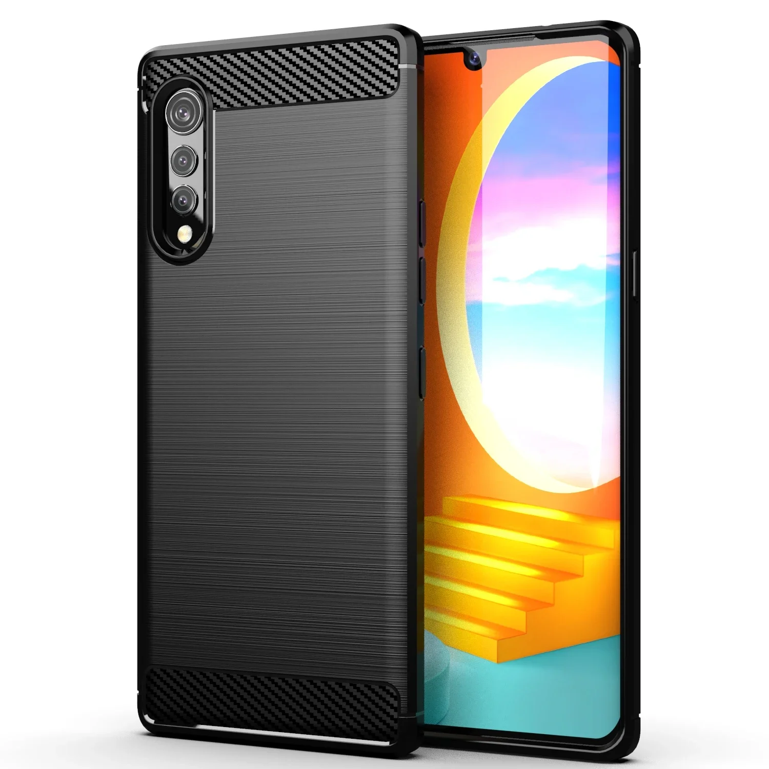 Carbon Fiber Case For LG k92 K22 Plus k62 k52 K51 K41S K40S K71 K61 K50 V60 V50 V40 ThinQ Back Cover For LG Q51 Q61 Q70 Q92 Case