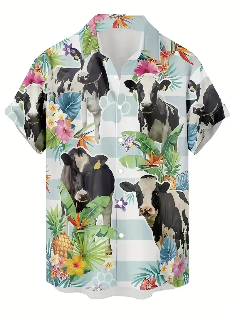 

Гавайская забавная мужская и женская рубашка с короткими рукавами и лацканами на пуговицах с забавным животным принтом, топ, повседневные модные женские рубашки