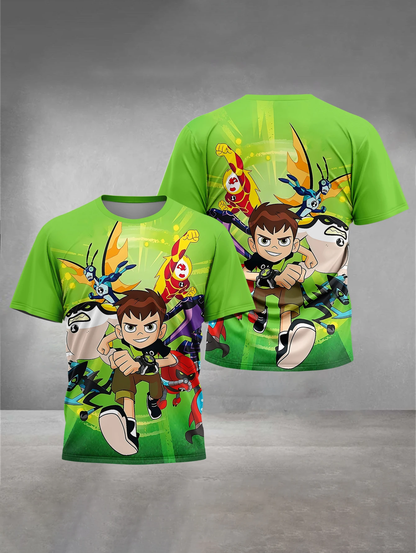 Men's Summer New 3D Printing Anime Ben 10 Short sleeve T-shirt Women's Street Leisure Sports Fashion Man Top