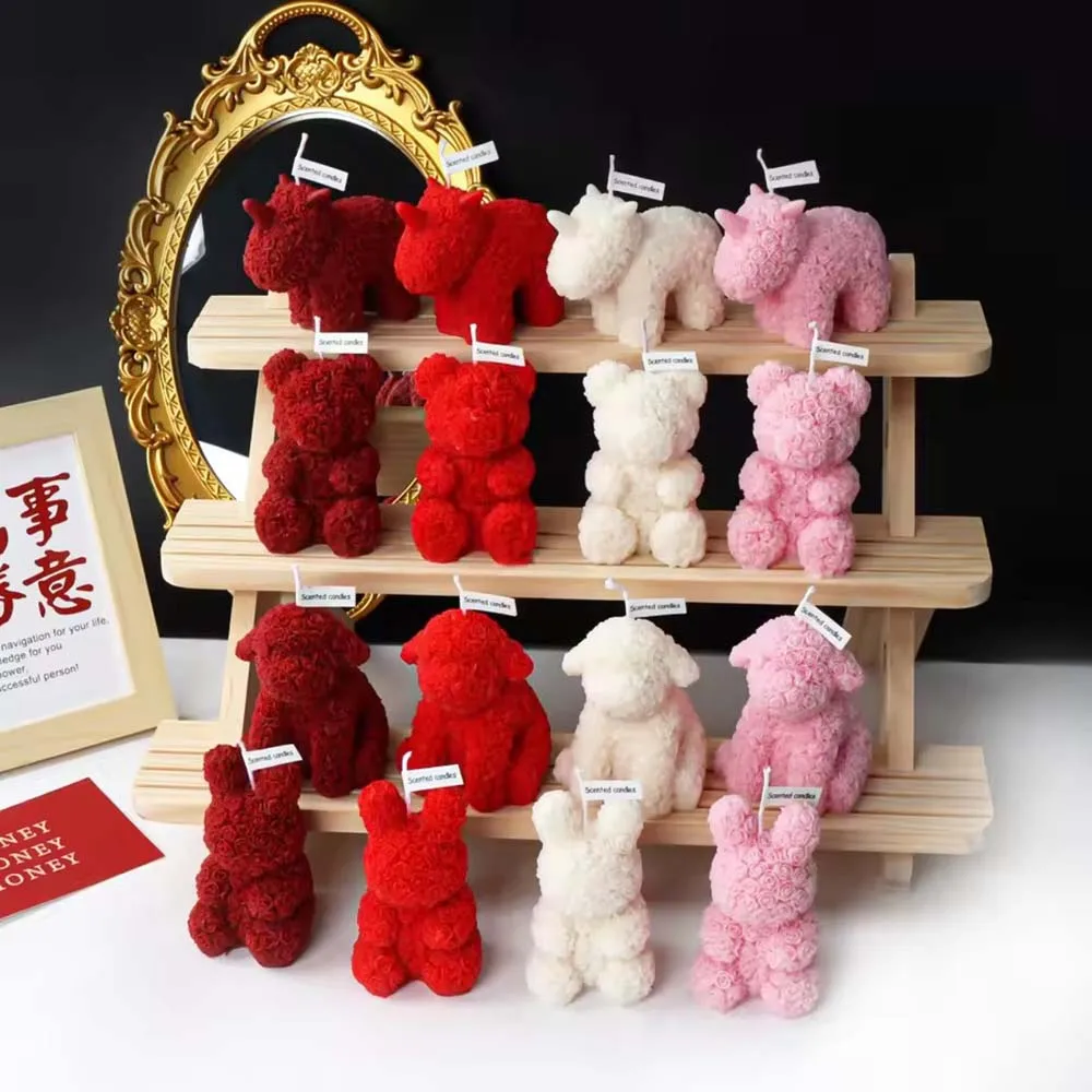 3D Niedliche Bären- und Hasen-Duftkerze DIY Traum-Einhorn-Kerze Dekoration Handgemachte Geschenke Heimdekoration Kerzengeschenke Hochzeitsdekoration