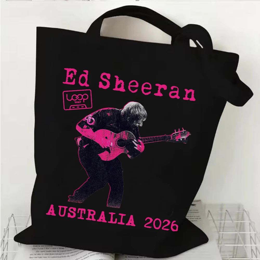 حقيبة تسوق برسومات Ed Sheeran Loop Tour حقيبة تسوق قماشية للمتسوقين Ed Sheeran Tour Merch حقائب كتف