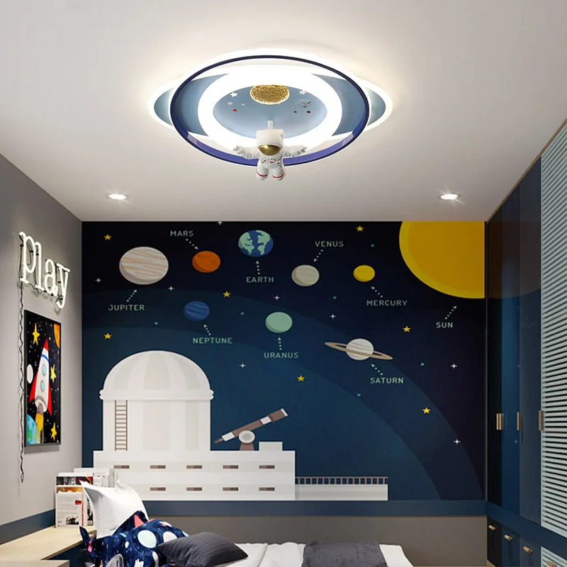 Imagem -02 - Luz de Teto Astronauta para Quarto Infantil Luminárias Modernas para Crianças Quartos de Meninos e Meninas Masculino e Feminino