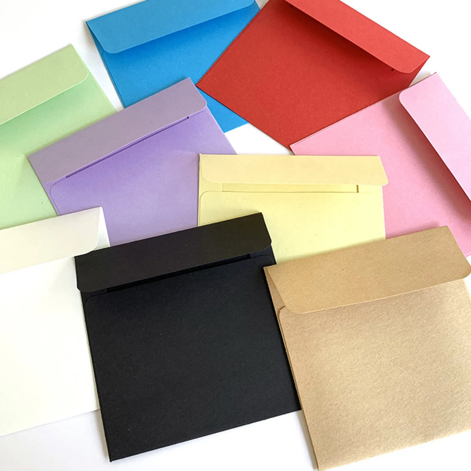 100Pcs Small Kraft Paper Envelopes 10x10 Cm Blank Invitation Greeting Cards Cash Coins Keys Money Storage Secure Letter