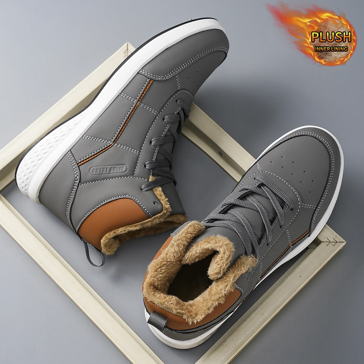 Men's Large Size Plush Inner Lining Sports Shoes Outdoor Hiking Comfortable Casual Fashionable Training Shoes for Couples