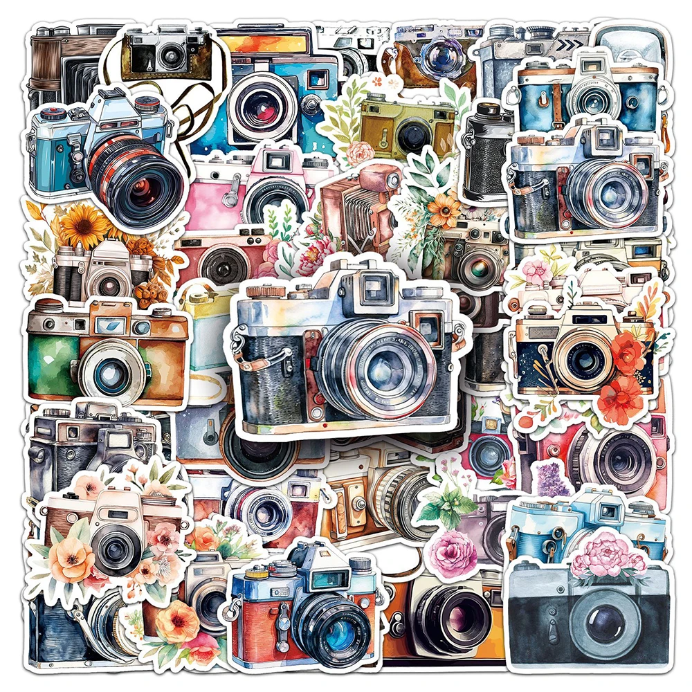 10/30/50pcs Cute Camera Cartoon Stickers Aesthetic Decals Laptop Travel Luggage Phone Diary Decoration Sticker Kids Classics Toy