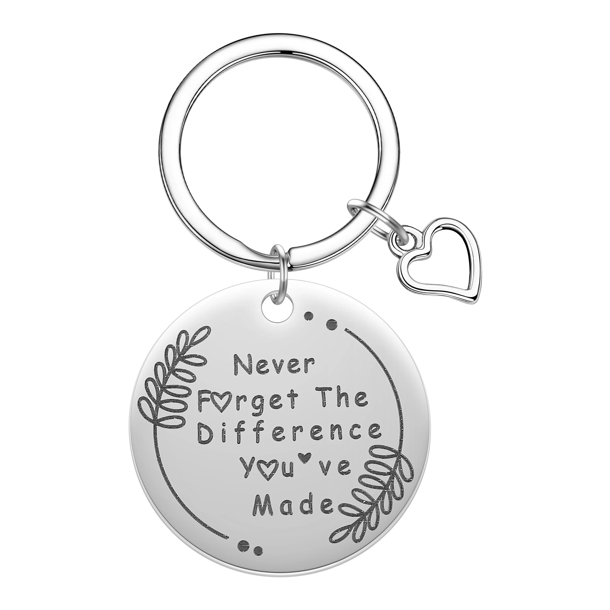 Never Forget The Difference You've Made Keychain Stainless Steel Keyring Coworker Leaving Appreciation Key Chains