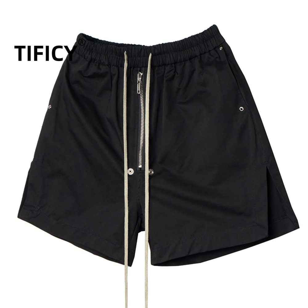 RO Style Dark High Street Elastic Waist Shorts Men's Functional Silhouette Casual Sports Side Slit Nylon Shorts Summer