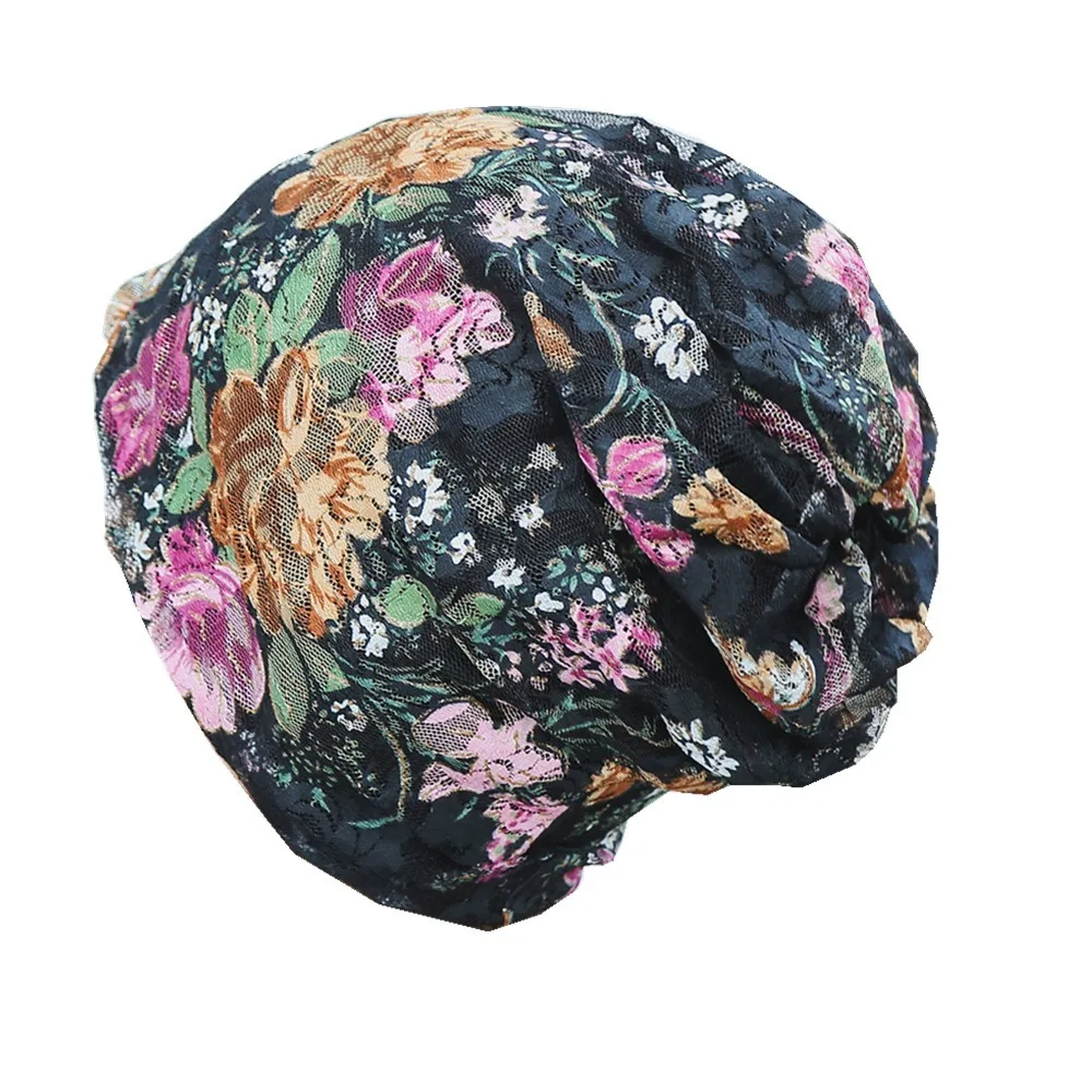 

Creative Floral Pattern Floral Lace Beanie Comfortable Soft Chemo Cap Breathable Windproof Hood Daily Use