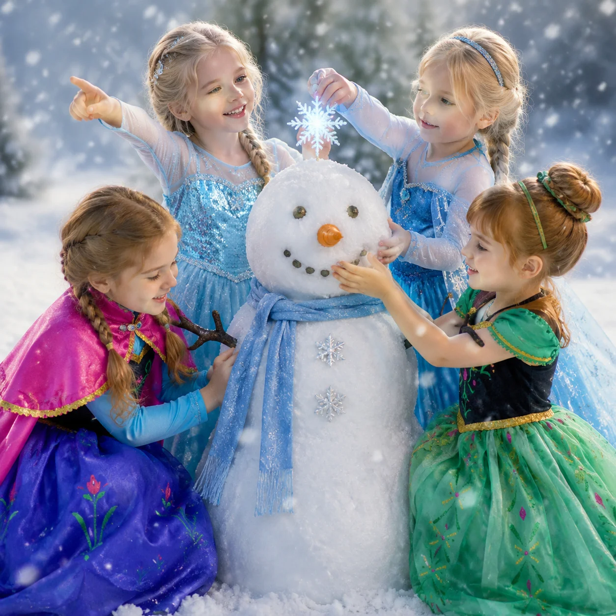 Elsa Anna Snow Queen Princess Costume Dress for Girls Halloween Christmas Birthday Carnival Outfit Kids 2-8Y Vestido