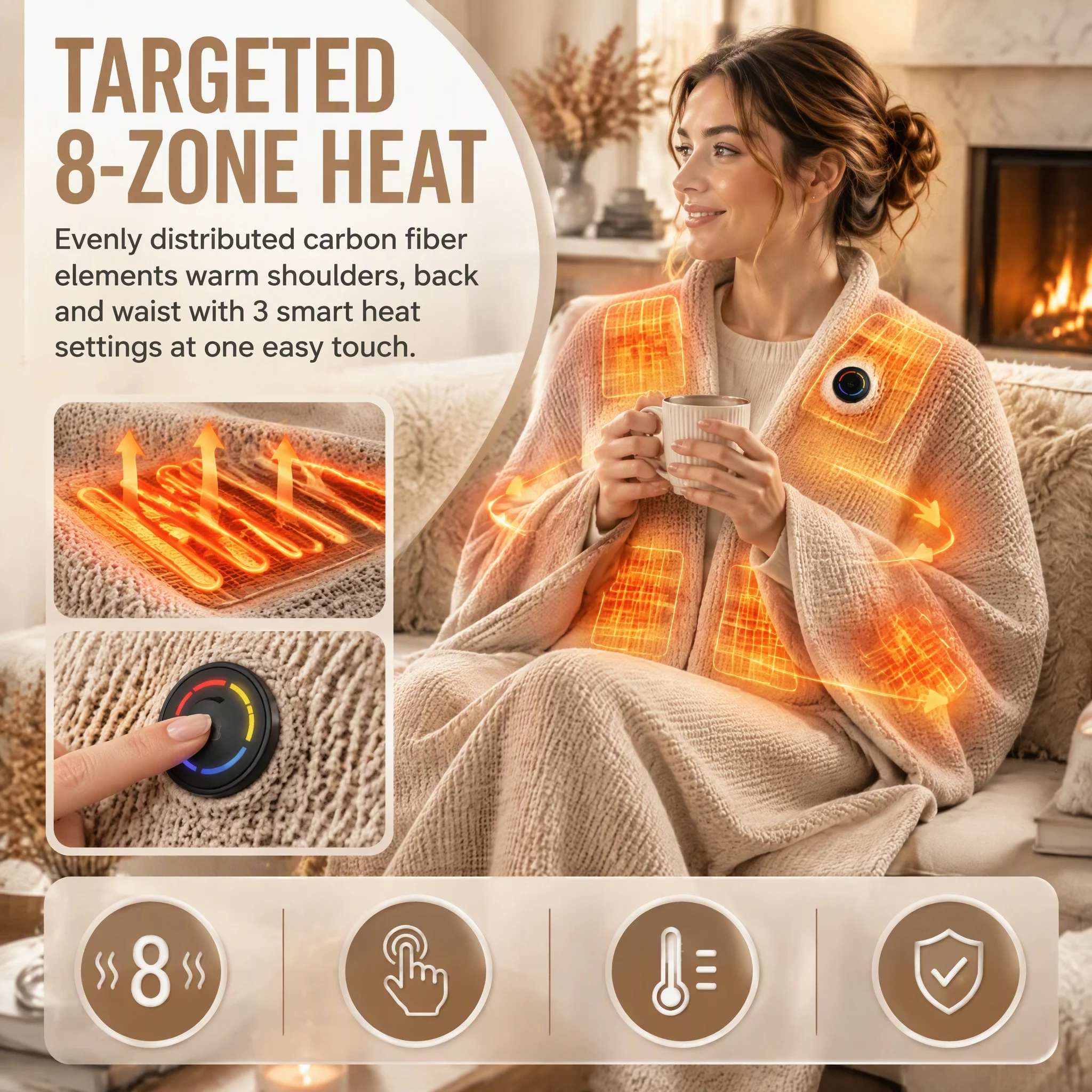 2027 Heated Shawl Wraps for Women, USB Wearable Blankets, Portable USB Heated Cape, 3 Heat Settings & Fast Heating for Office