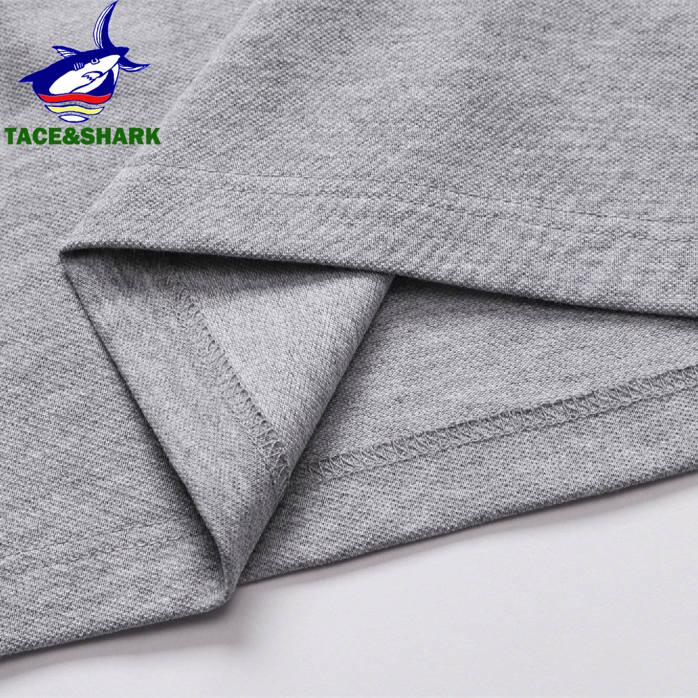 TACE&SHARK Luxury Polo Shirt Brand Shark Camisa Masculina Gray Mens Polos Shirts 2024 Summer Fashion Solid Color Tops