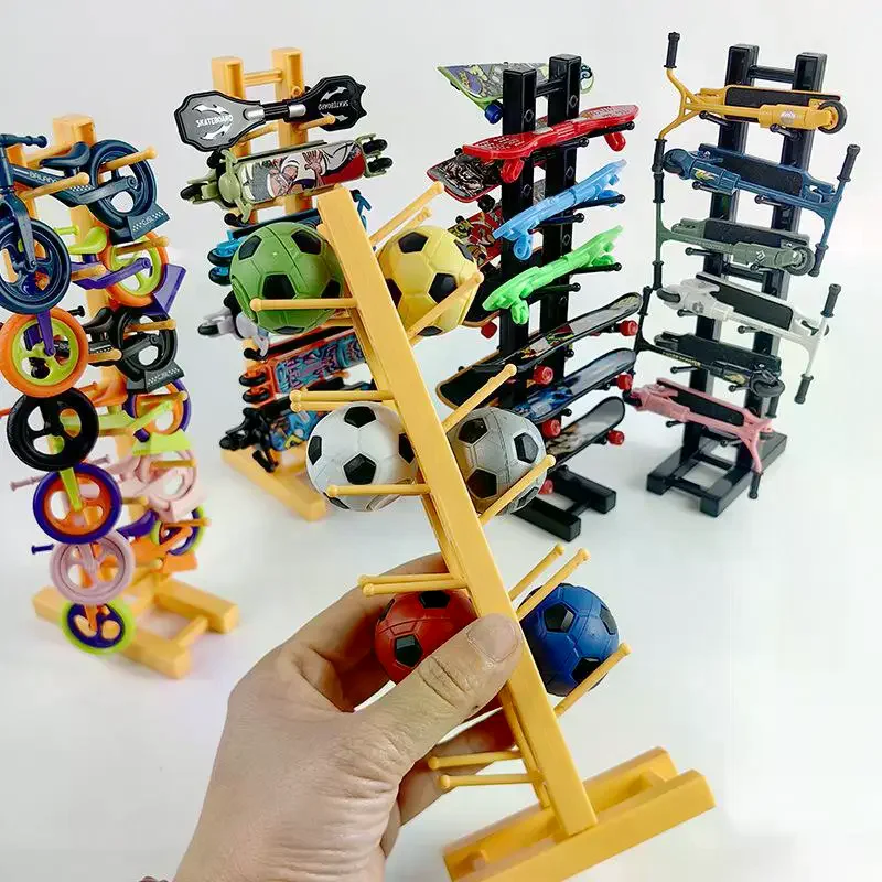 

Simple Plastic Display Stand Children's Finger Skateboard Balance Bike Soccer Ball Toy Set Multifunctional Storage Organizer