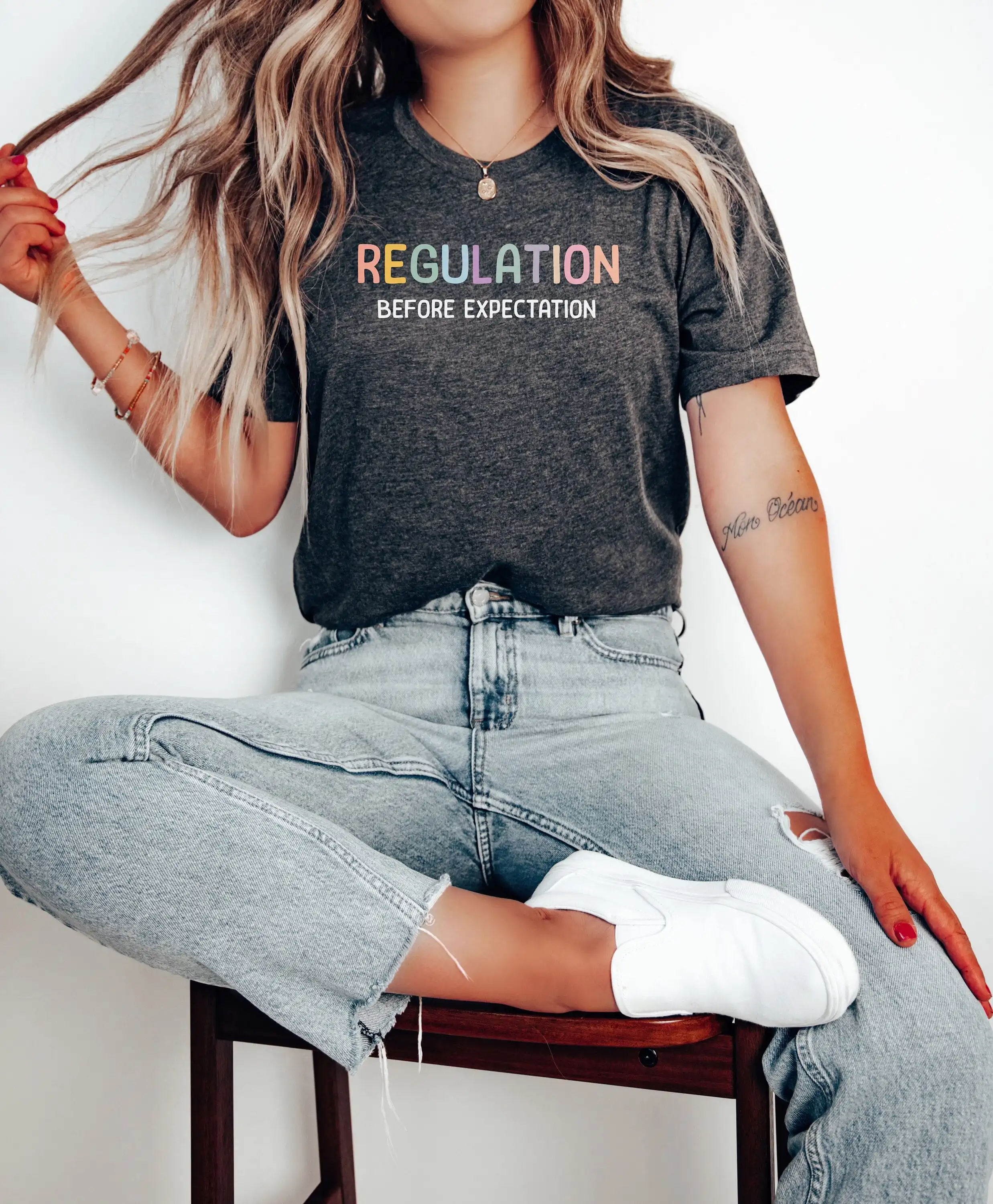 Regulation Before Expectation T Shirt Special Education Autism Awareness Occupational Therapy Accessibility Teacher