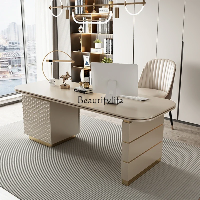 

Italian light luxury desk modern simple computer office study table combination