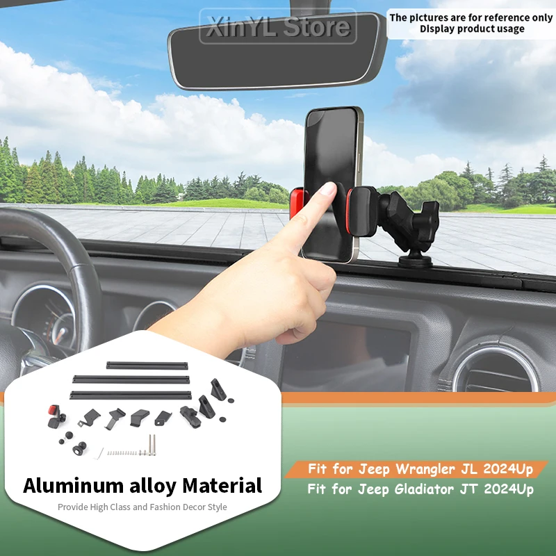 Suporte de Telefone para Console Central do Carro com Trilho Deslizante para Jeep Wrangler JL e JT Gladiators 2018-2023, Acessórios Internos