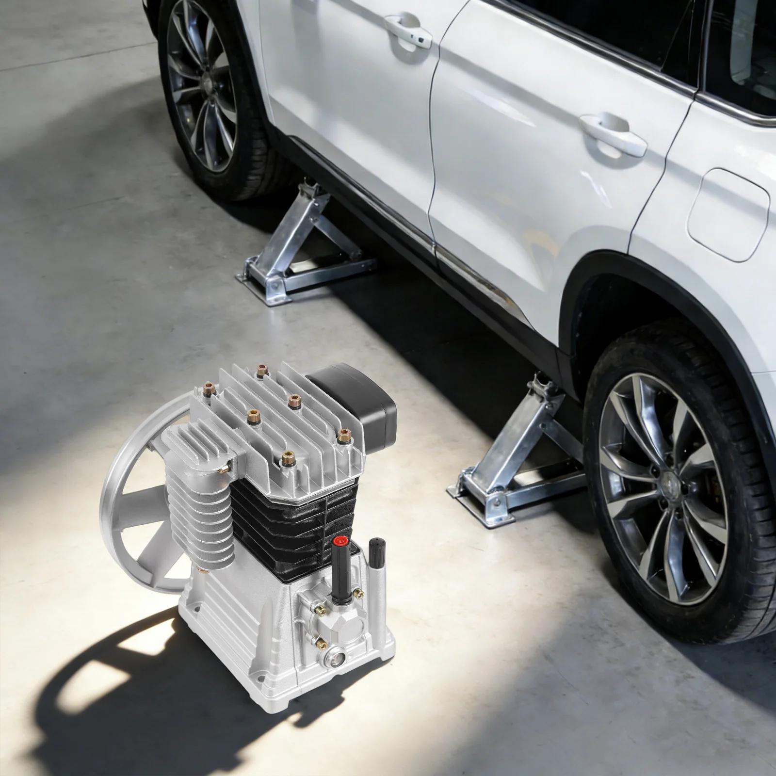 

3HP Air Compressor Pump Head, 250L/66Gal/min, 0.8Mpa Single Stage Twin Cylinder Piston,for Automotive & Pneumatic Tools Pneumati