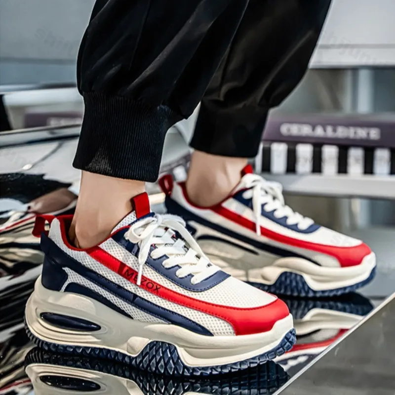 

2025 Autumn Niche Design Low Top Thick Soled Casual Shoes for Men Mesh Breathable Comfortable Versatile Non Slip Chunky sneakers