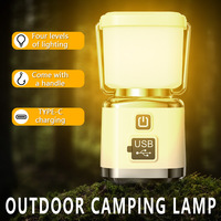 Outdoor Camping Lantern USBC Rechargeable Work Lights 4 Mode Stepless Dimming Portable Hanging Emergency Lamp For Fishing Hiking