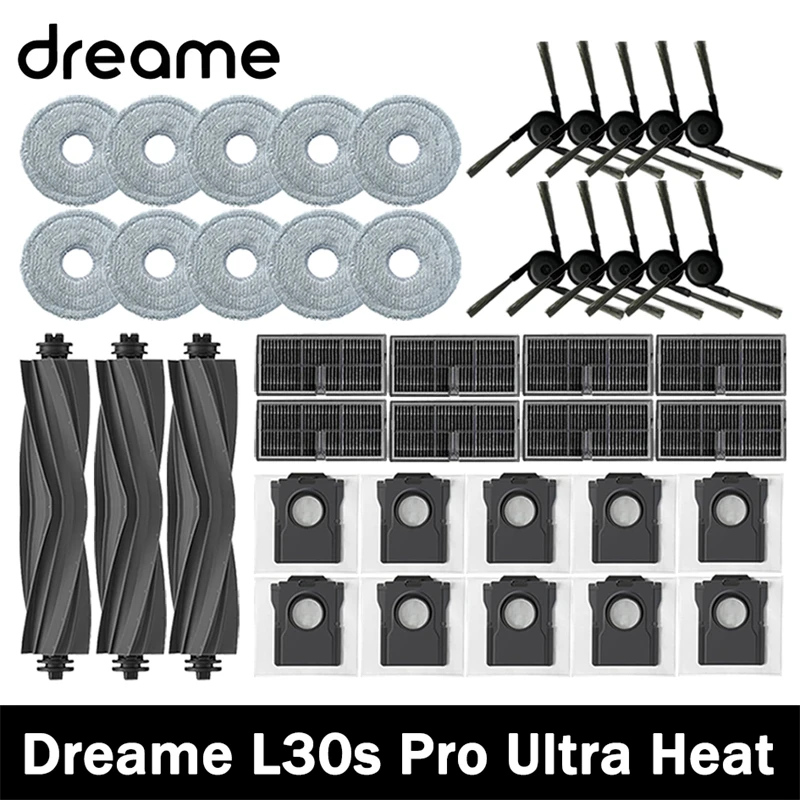 Dreame L30s Pro Ultra Heat Robot Vacuum Cleaner Accessories Main Side Brush Mop Cloth Hepa Filter Dust Bag Spare Parts