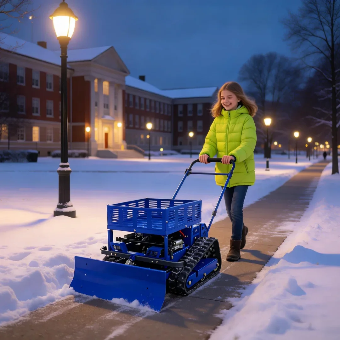 

Customized Industrial Flail Cutting Lawn Mower Cordless Remote Control With Snow Pusher and Storage Rack Farm & Garden Use