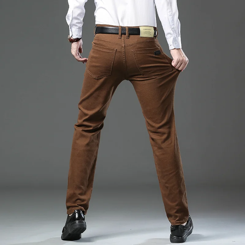 خريف جديد 98% القطن الرجال الجينز لينة مريحة مستقيم عادية الدينيم السراويل حجم كبير 42 44 تمتد موضة السراويل الذكور الملابس