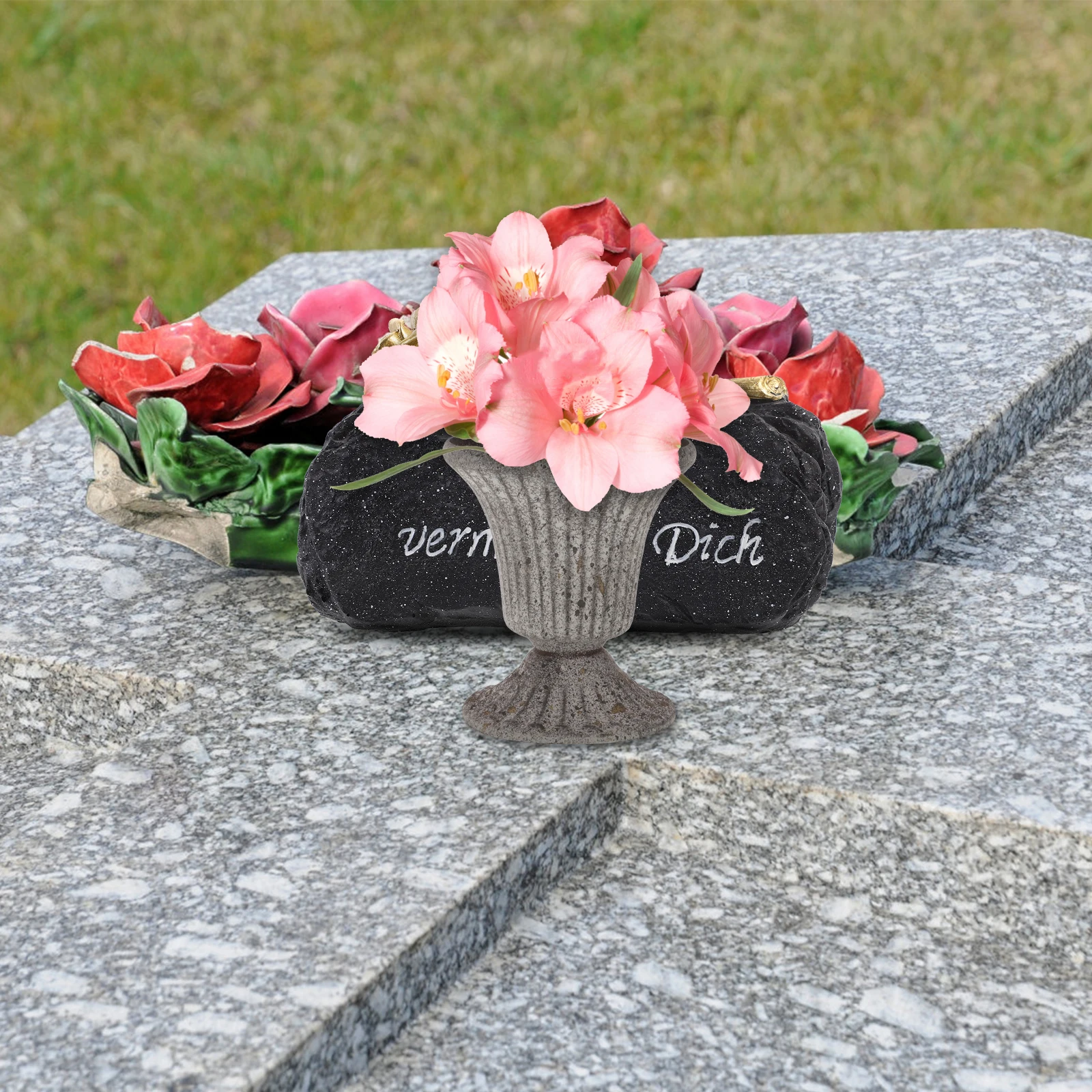 

Graveyard Vase Memorial Flowers Iron Cemetery Decorative Grave Flower Pots Vintage Gray Sturdy Practical Events