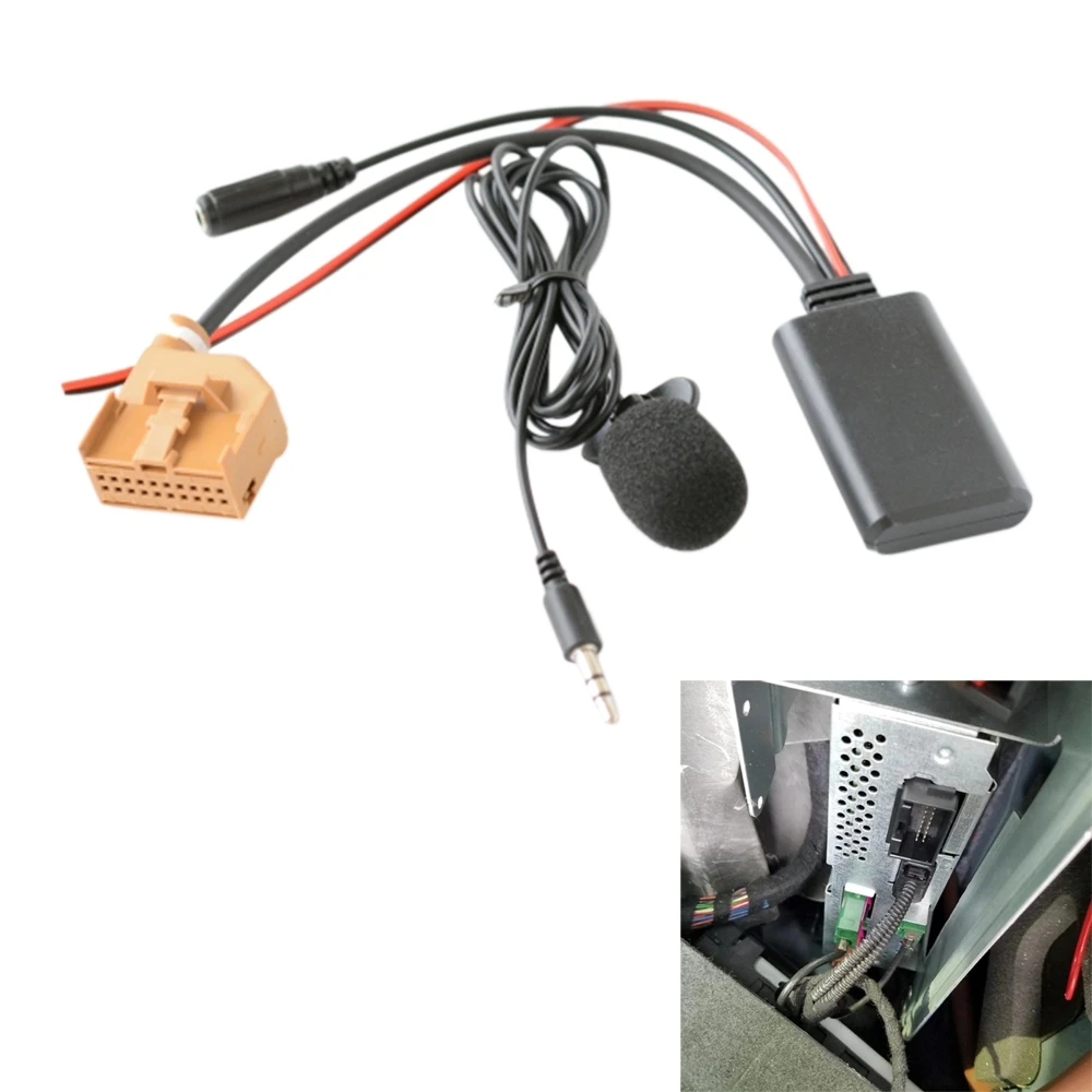 Carro Bluetooth 5.0 Cabo Aux, microfone, mãos livres, telefone celular, chamadas gratuitas, AV, AV2 Adaptador para Audi Q7, A6, A8, MMI-2G