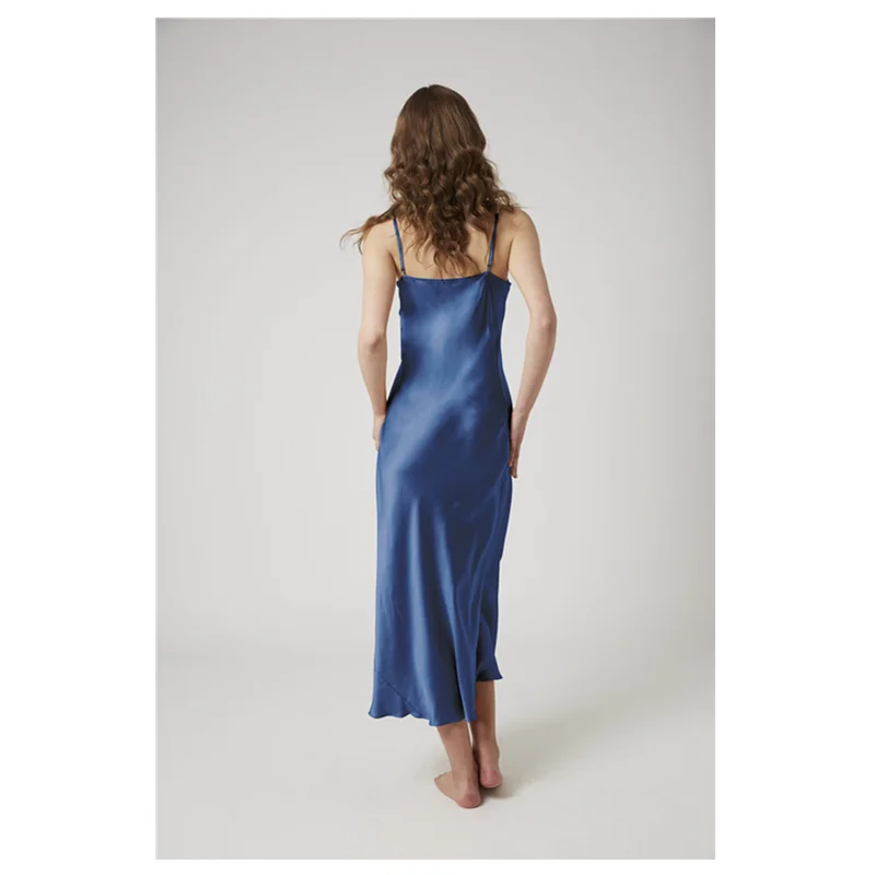 Custom Luxury lady strap maxi dress mulberry silk sexy wear for women