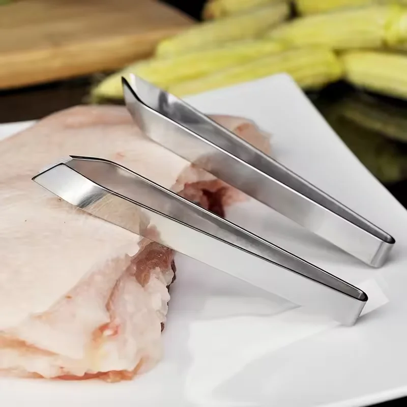 Stainless Steel Hair Removal Clip Tweezer Fine Hairs Puller Plucking Tongs Pig Hair Chicken Fish Bone Tweezers Kitchen Tool