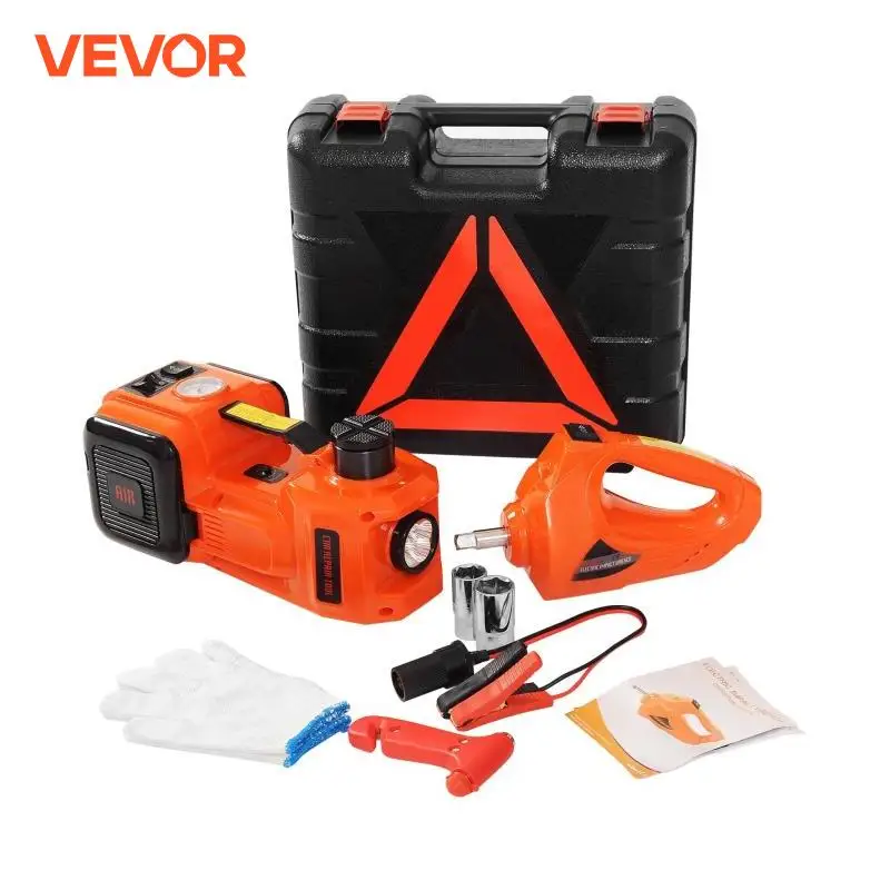 VEVOR 5 Ton 12V Car Jack Electric Hydraulic Jack Kit 45CM + Wrench Tire Inflator LED Light Portable Tire Lifting Car Repair Tool