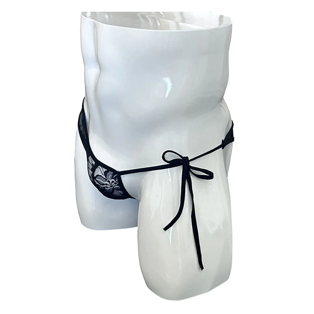 Men Jacquard Lace Side Tie Up Brief Soft Underwear Sheer Straps Very Hot Lingerie Erotic Thong G-string T-Back Men's Underpants