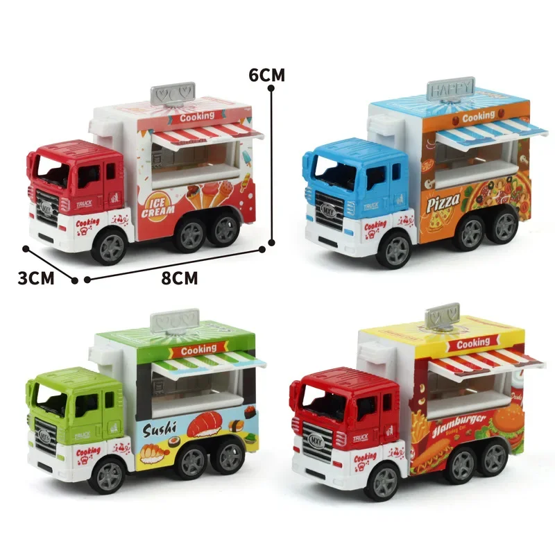 Cute lega Dessert Truck Toys 8CM Cooking Ice Cream Pizza Hamburger Pull-back modello di auto giocattoli decorazione ornamenti per bambini adulti