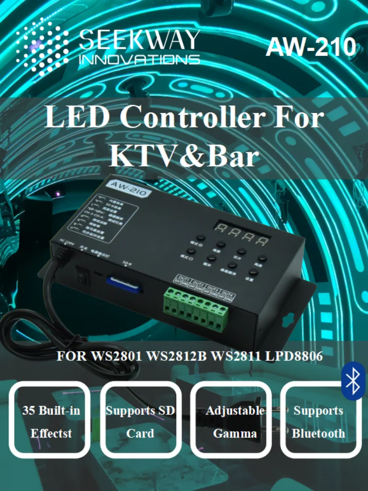 built in effect led controller para luz interior suporta cartao sd e bluetooth 4ch x 1280 pixels ws2801 ws2812b ws2811 lpd8806 01