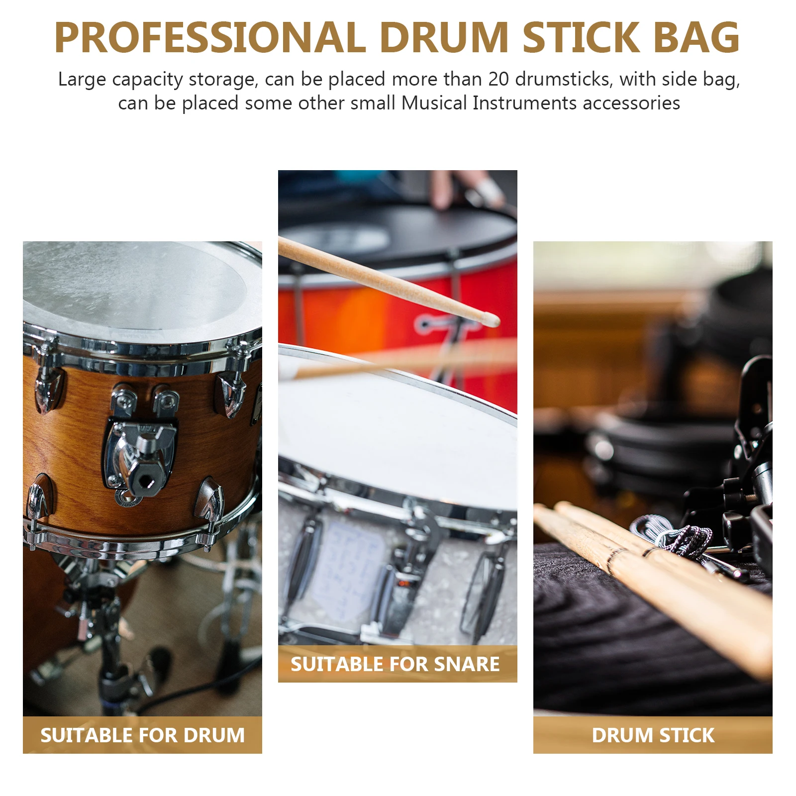 

Drumsticks Storage Bag Percussion Backpack Pouch Black Bags with Shoulder Strap