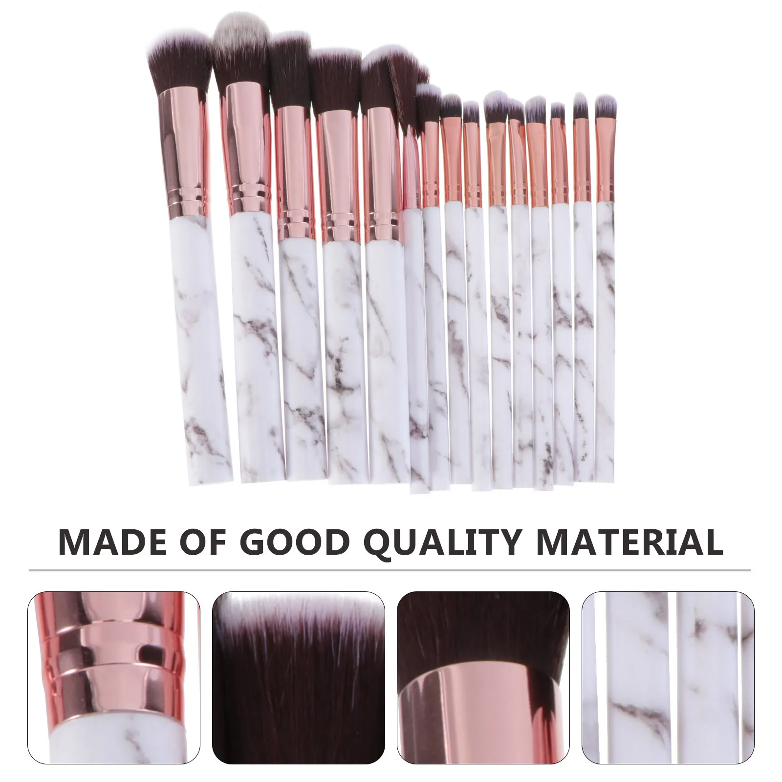 ชุดแปรง 15 ชิ้น ดีไซน์ลายหินอ่อน ขนแปรงไนลอนนุ่ม ด้ามจับถนัดมือ เหมาะสำหรับเครื่องมือแต่งหน้าประจำวันของผู้หญิง