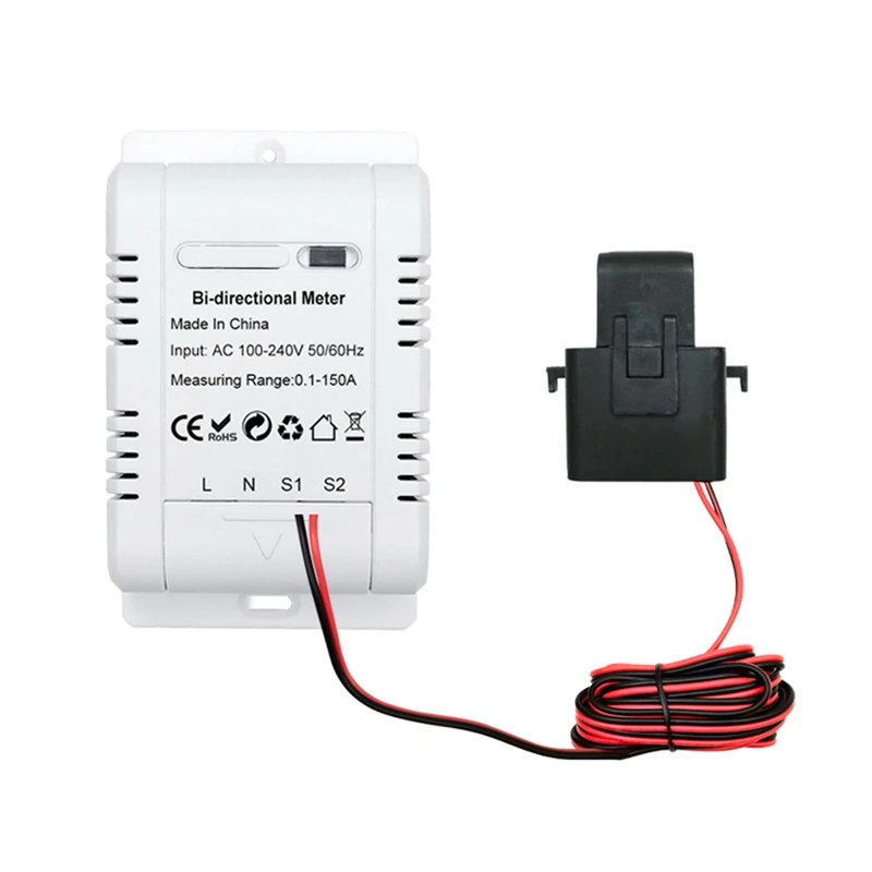 1Pcs Tuya Smart Bi Directional Wifi Energy Meter Transformer Solar PV Two Way Power Monitor 100-240