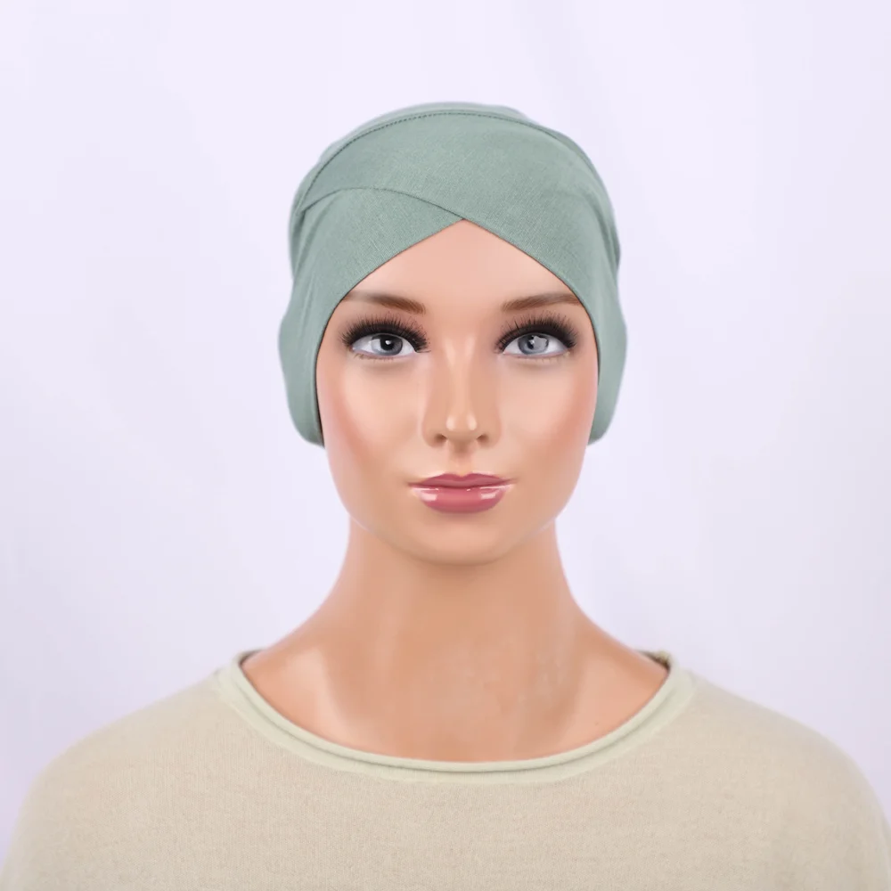 RIMAIRE Elastischer Hut-Hijab aus Baumwolle mit Krawatte, verstellbarer Innen-Hijab, neu aufgerüsteter und robuster gestrickter Modal-Turban mit 23