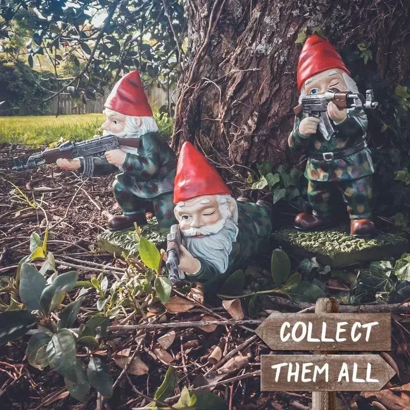 New Figure Sculpture Indoor Outdoor Home Yard Decor Decoration Jardin Funny Army Garden Gnome Statue Resin Desktop Lawn Ornament