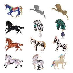 Colorful zodiac horse brooch cartoon cute unicorn corsage zebra animal metal brooch jewelry