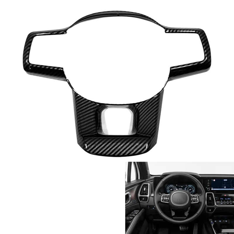 

2X Car Carbon Fiber Steering Wheel Panel Cover Trim Decoration Frame Sticker For Kia Sorento MQ4 2021 2022