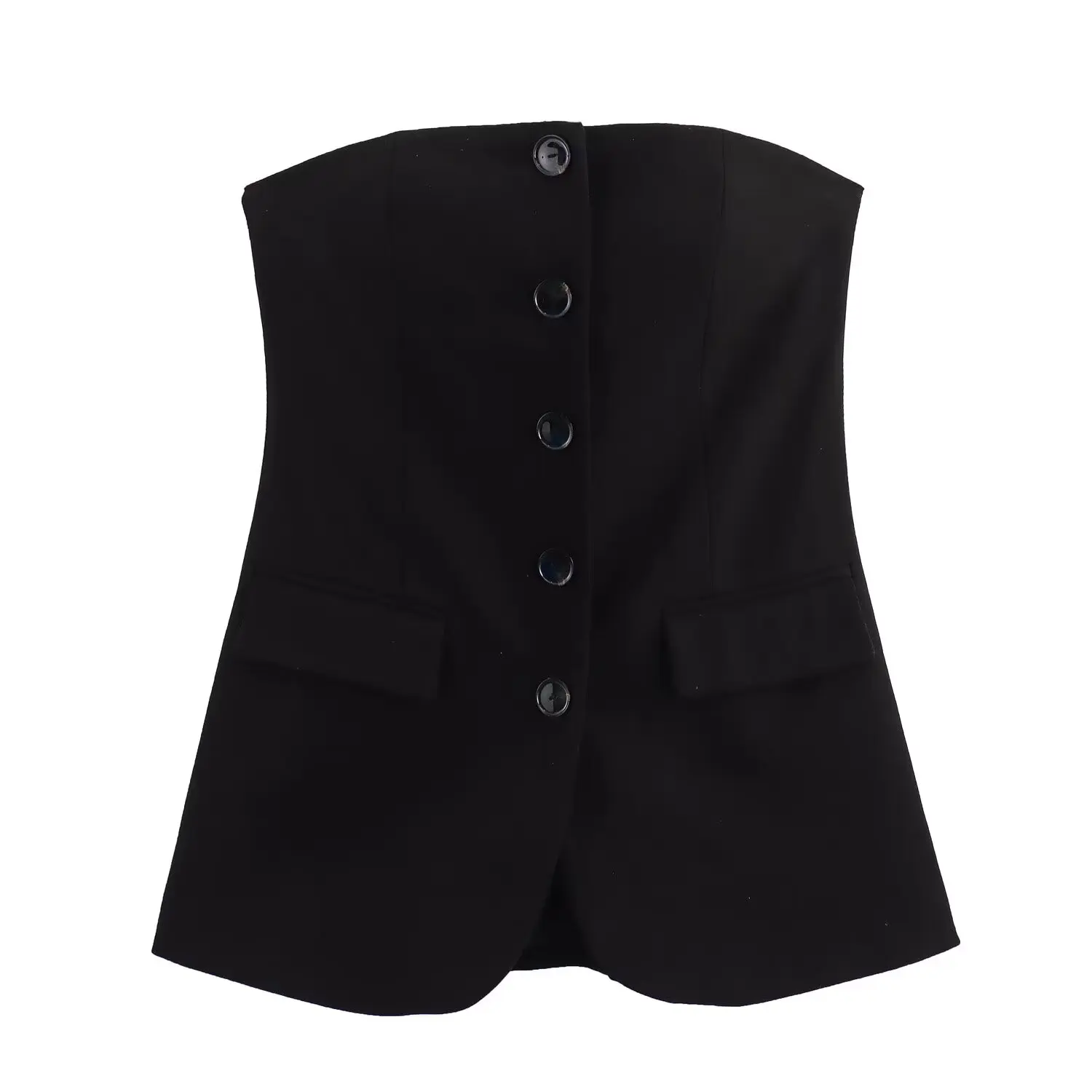 

Rindu TRAF 2024 Women's Black Sleeveless Vest Woman Clothing Female T-shirts Shirt T-shirt Top Y2k Tops Zevity Sexys Tees