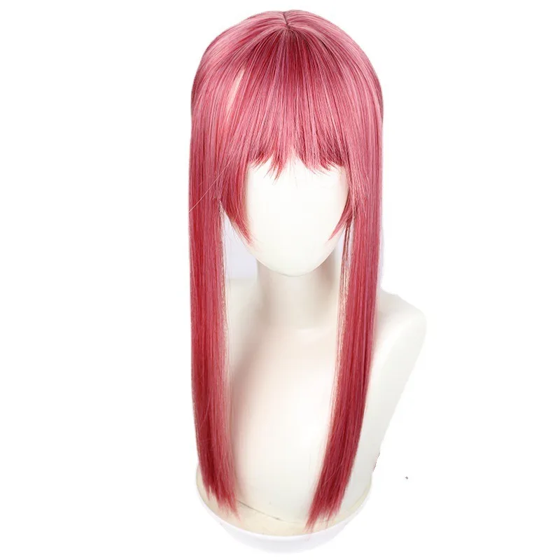 Chainsaw Man Makima Cosplay Wig Pink Red Synthetic Braided Long Straight Wig Anime Coser Cute Girl High Quality Wig Daily Party