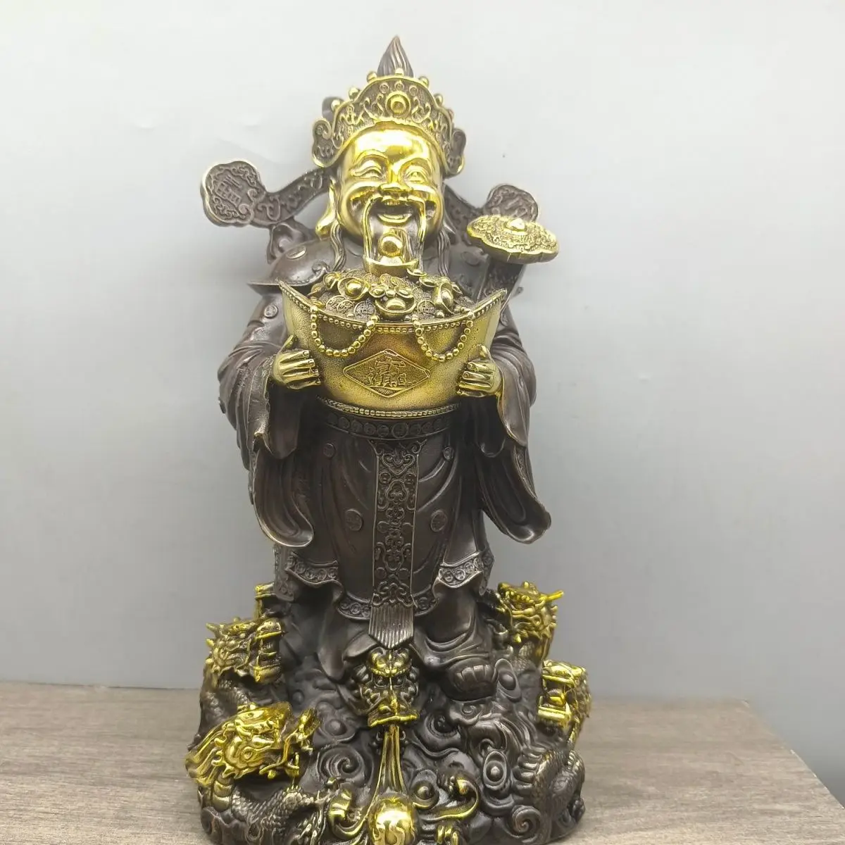 Antique bronze collection Royal Dragon God of Wealth, exquisite craftsmanship, fine workmanship, new home decoration ornaments