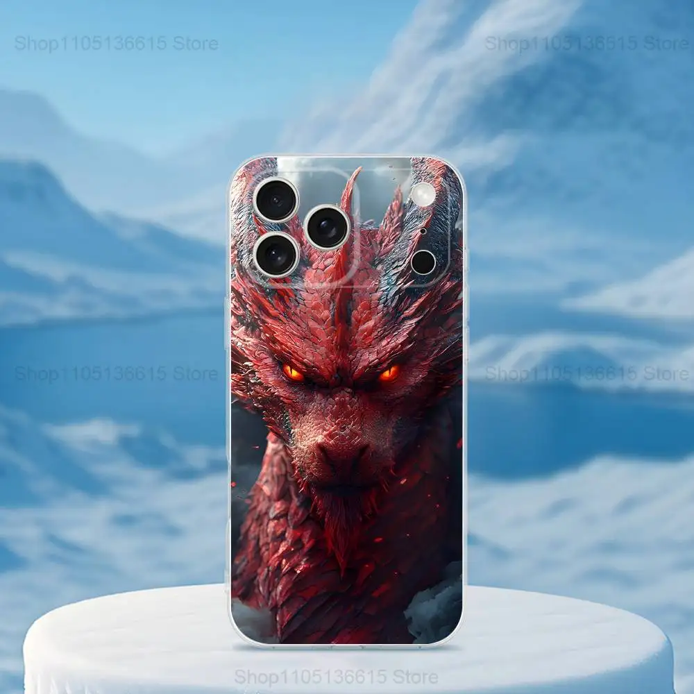 Funda de teléfono Fierce Cool Dragon para iPhone 16,15,14,13,12,11,17 Pro,Max,Plus,X,XS,XR,SE,Mini cubierta suave transparente