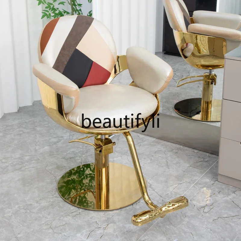 

ss D Internet celebrity barber shop chair hair salon special light luxury hair cutting chair perm and lift rotating beauty salon