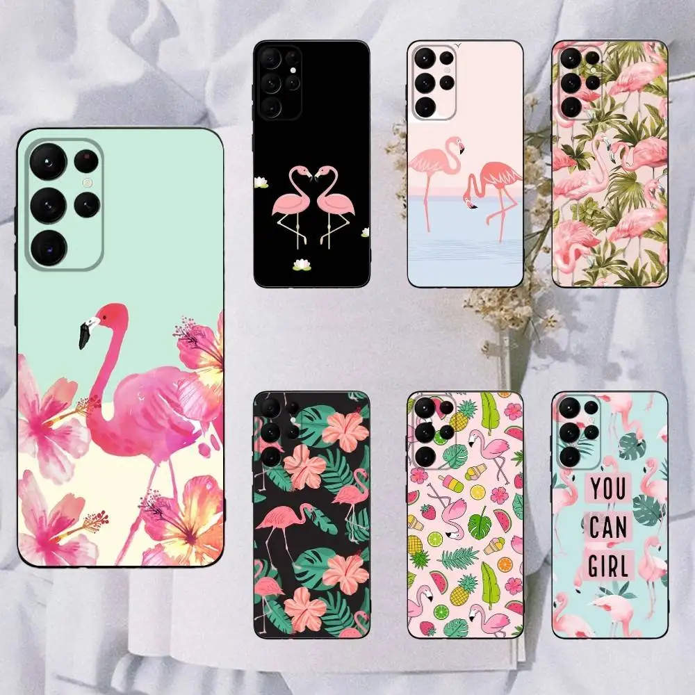

Pink Red Flamingo Phone Case For Samsung Galaxy A13,A21s,A22,A31,A32,A52,A53,A71,A80,Soft Black Shell
